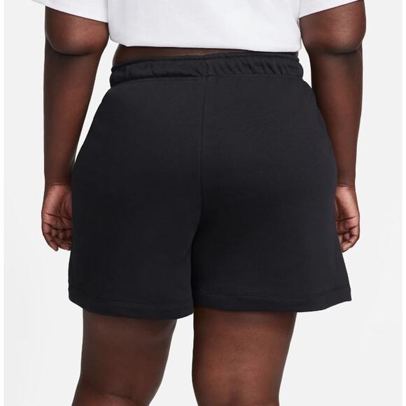 Nike Women's Plus Size Club Fleece Elastic Waist Shorts Black White Logo 2X $45 - Picture 2 of 6